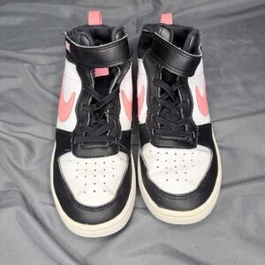 Nike Youth Court Borough Mid 2 Sneakers White/Black/Sunset Pulse Shoes Size 1.5Y